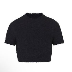 SKIMS Cozy Knit Teddy Short Sleeve Cropped TShirt in Onyx